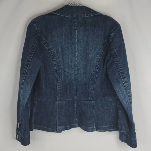 PS BACCINI Dark Denim Jean European style statement Blazer Jacket PETITE SMALL - Picture 8 of 16
